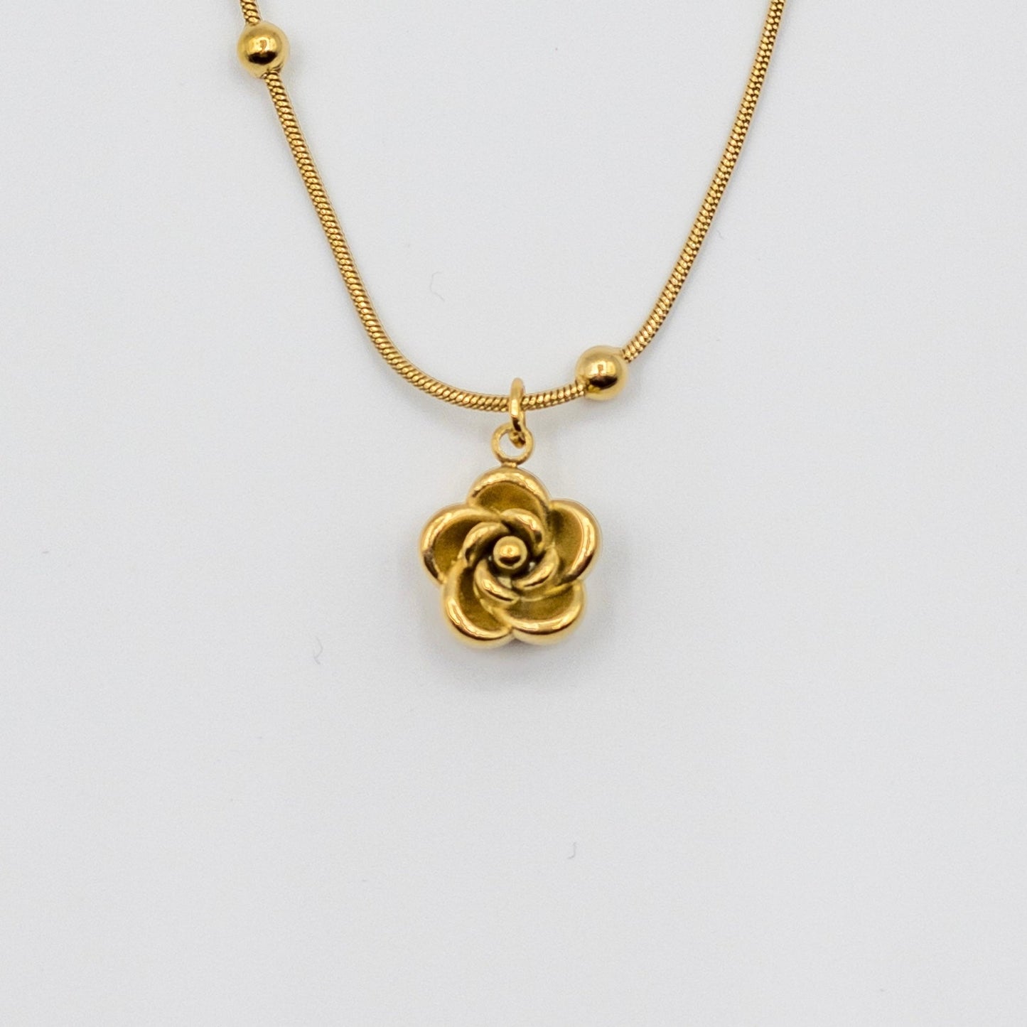 "Golden Rose" Beaded Snake Chain Bracelet (Anti-Tarnish)
