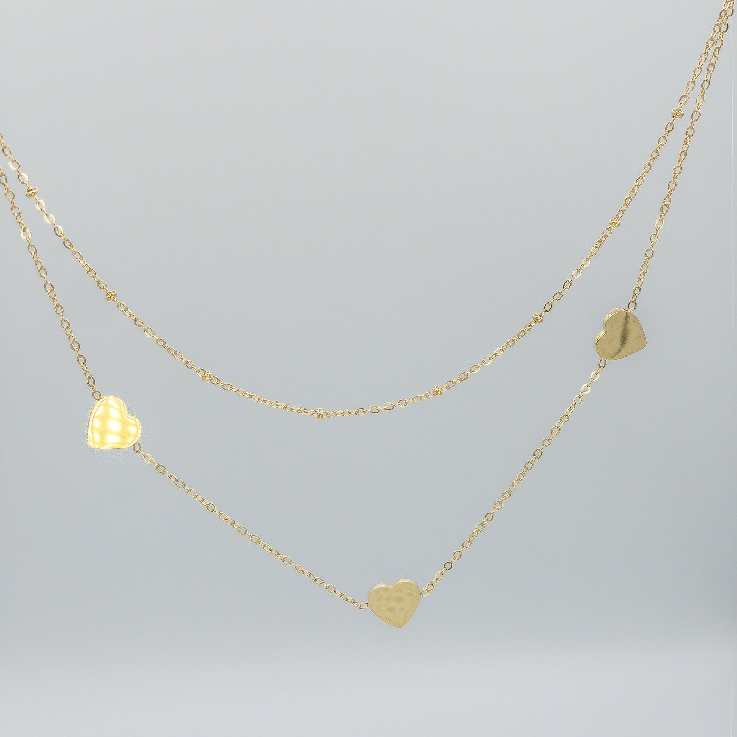 "Golden Hearts" Triple Heart Layered Necklace (Anti-Tarnish)