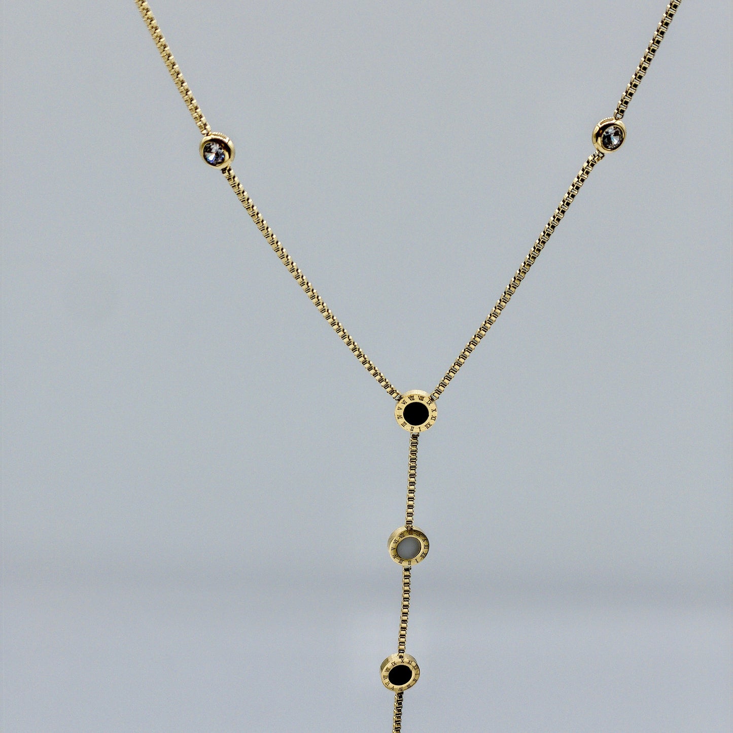 The Empress Roman Numeral Slider Lariat Necklace (Adjustable Tie Style)