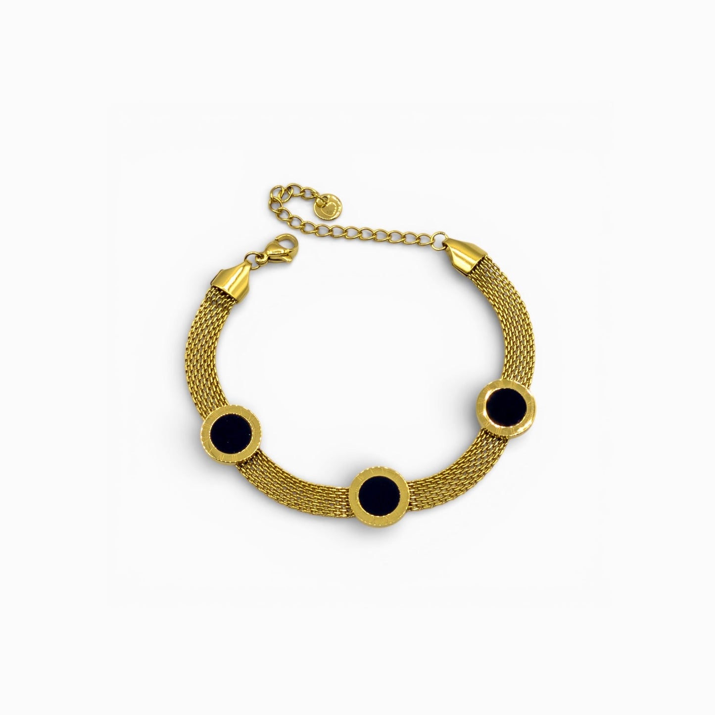The Empress Roman Numeral Mesh Bracelet (Black & Gold)