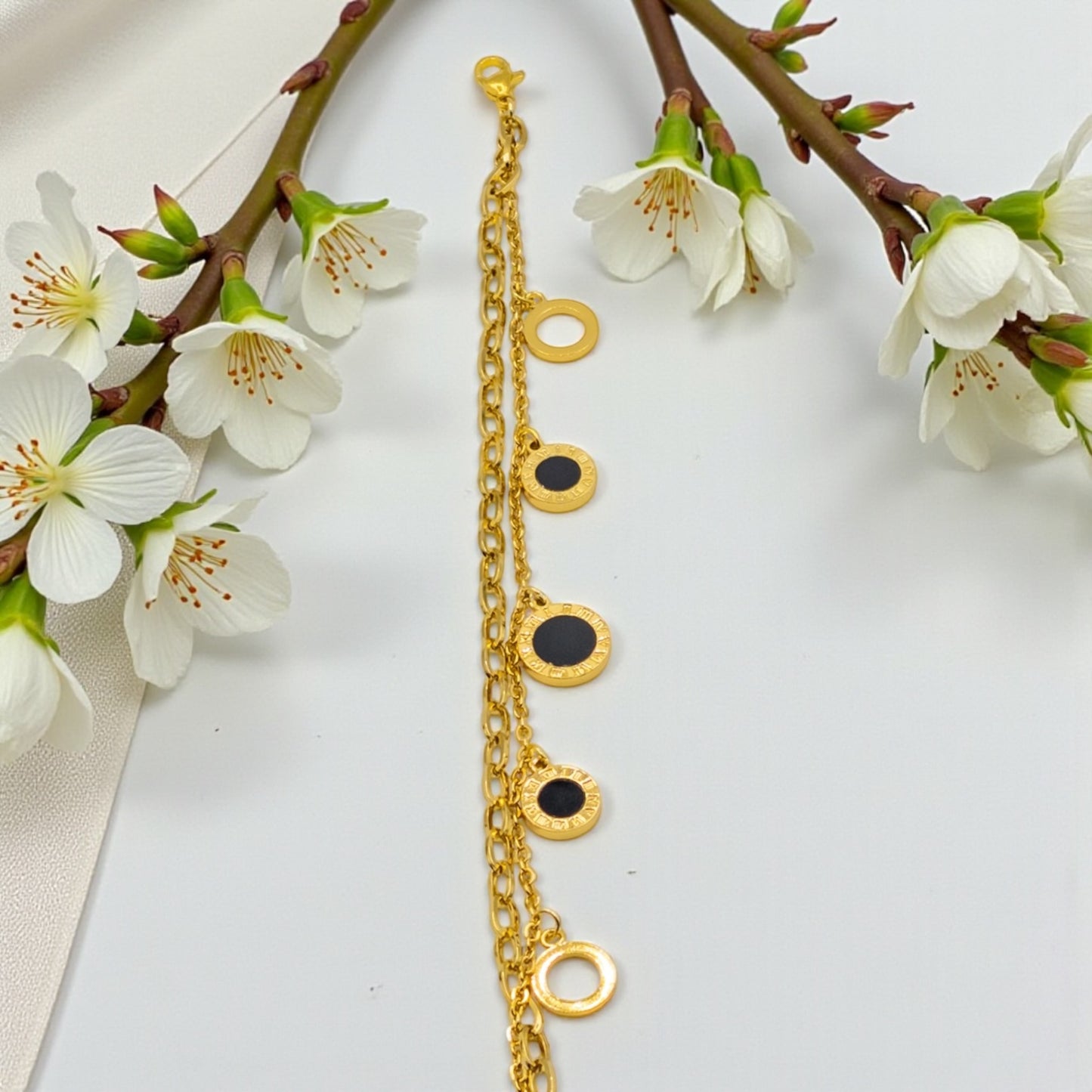 The Empress Roman Numeral Layered Bracelet (Paperclip Chain)