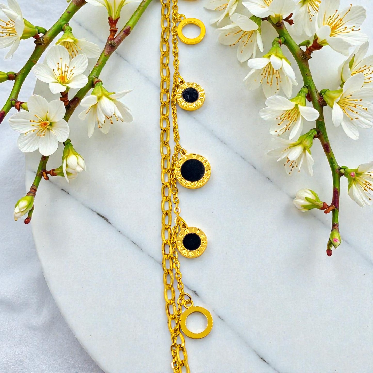 The Empress Roman Numeral Layered Bracelet (Paperclip Chain)