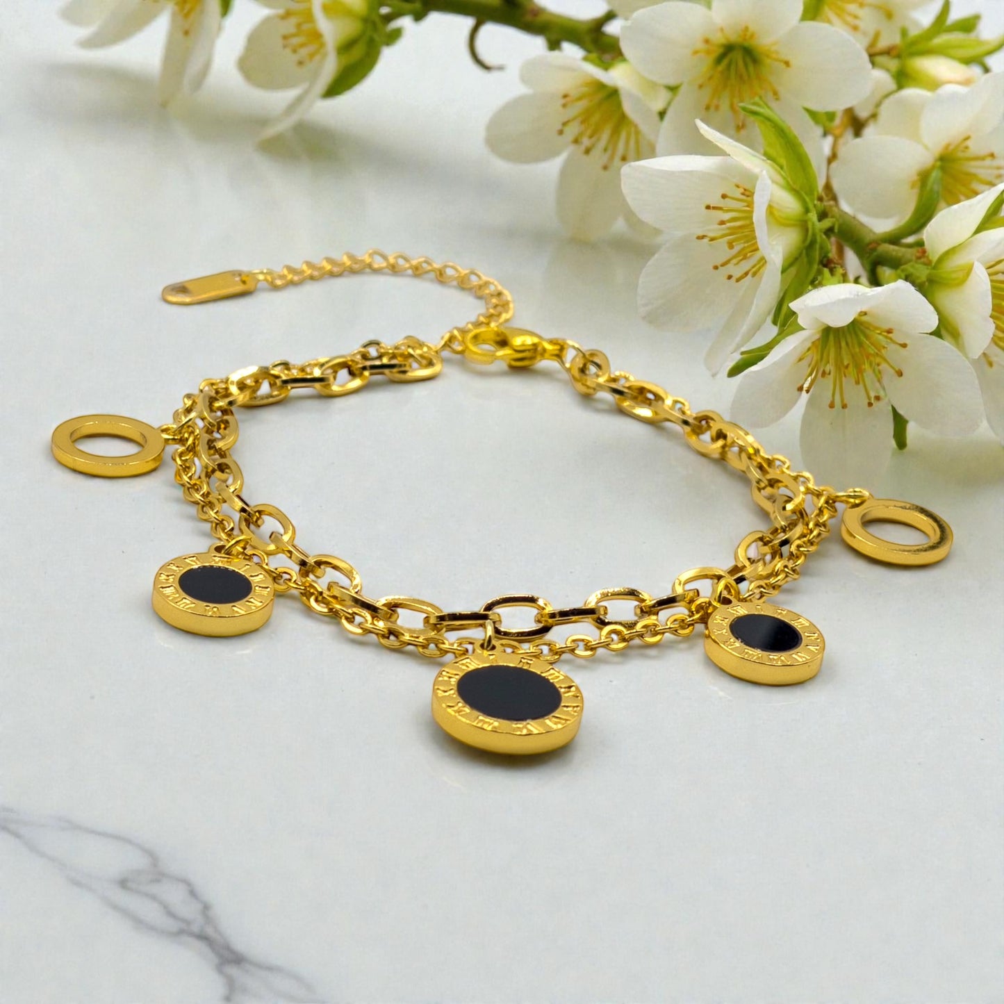 The Empress Roman Numeral Layered Bracelet (Paperclip Chain)