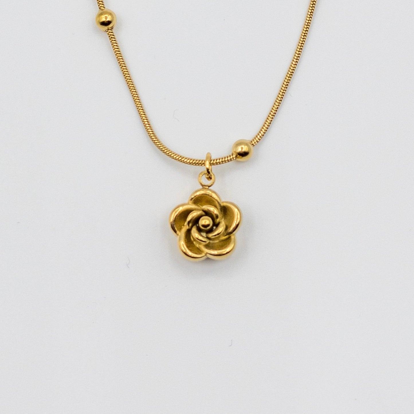 "Golden Rose" Beaded Snake Chain Bracelet (Anti-Tarnish)