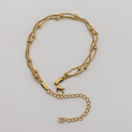 "Golden Flight" Triple Butterfly Snake Chain Bracelet (316L Premium Steel)