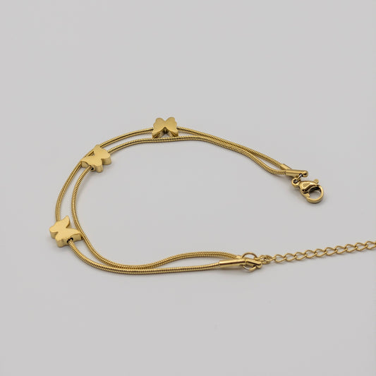 Mariposa Double-Layered Butterfly Bracelet (Anti-Tarnish)