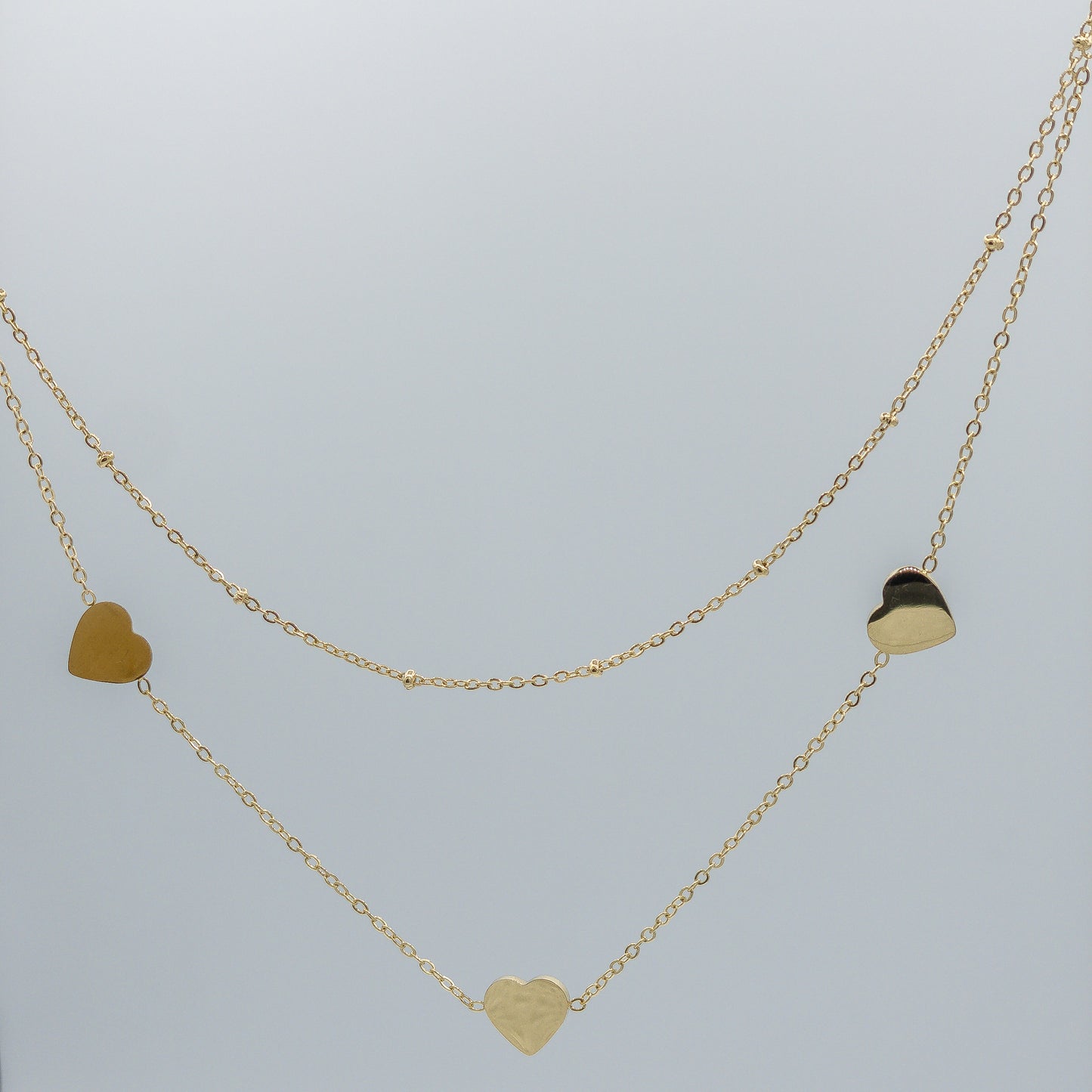 "Golden Hearts" Triple Heart Layered Necklace (Anti-Tarnish)