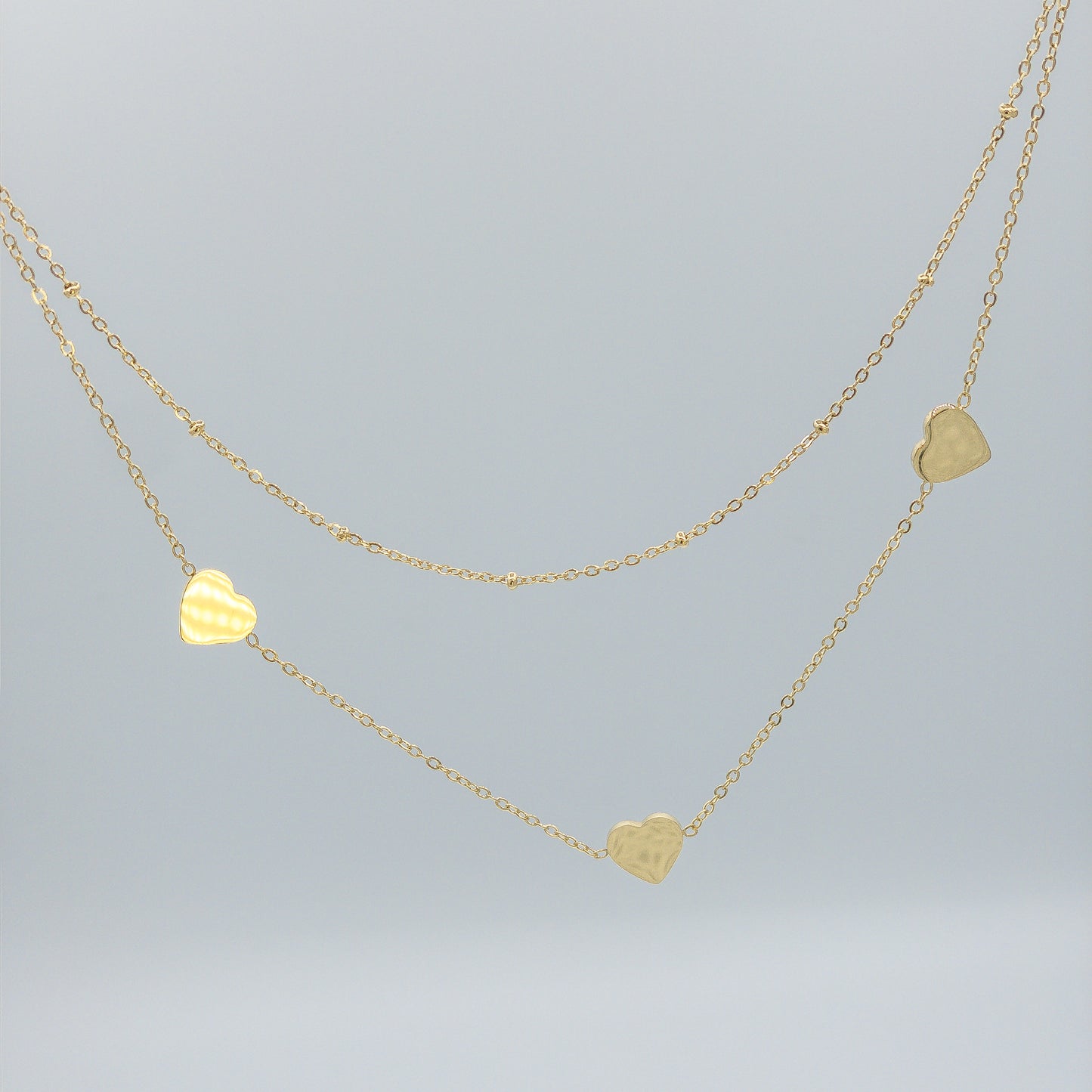 "Golden Hearts" Triple Heart Layered Necklace (Anti-Tarnish)