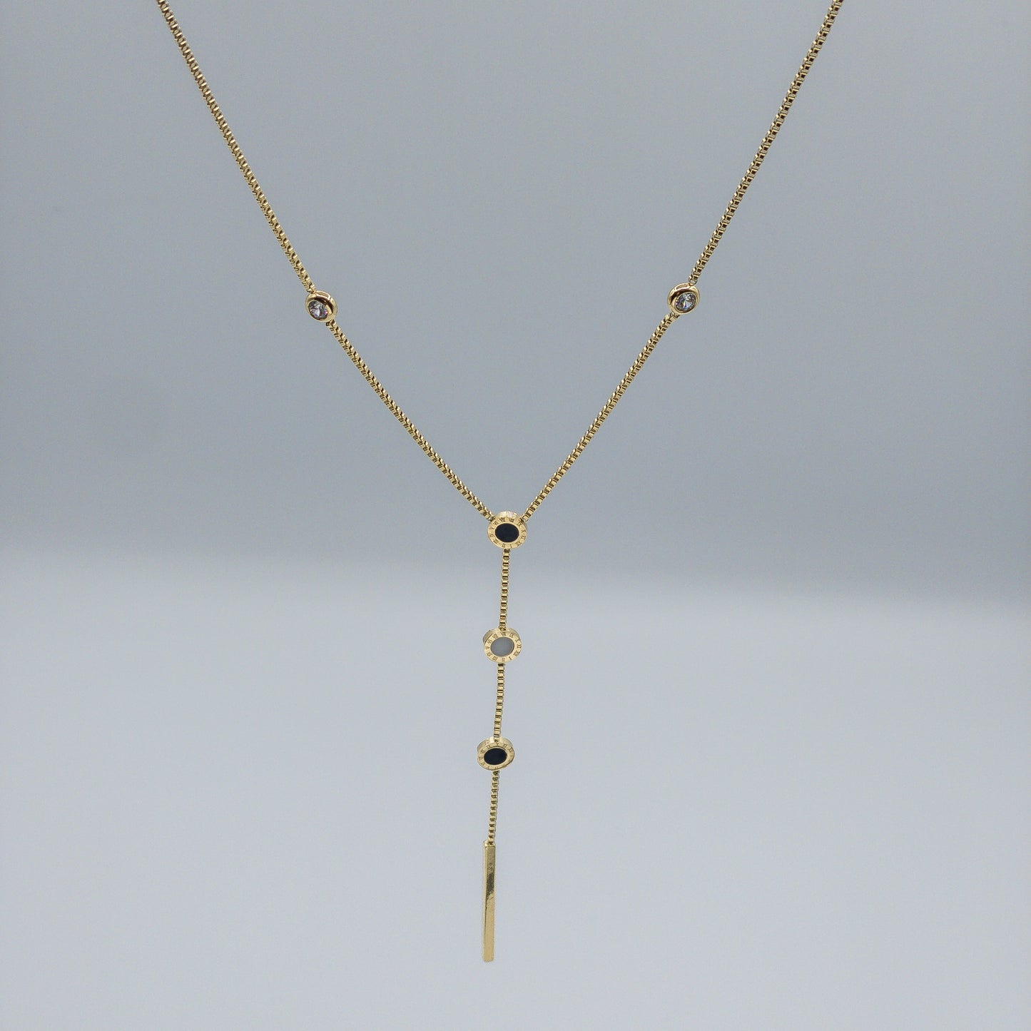 The Empress Roman Numeral Slider Lariat Necklace (Adjustable Tie Style)