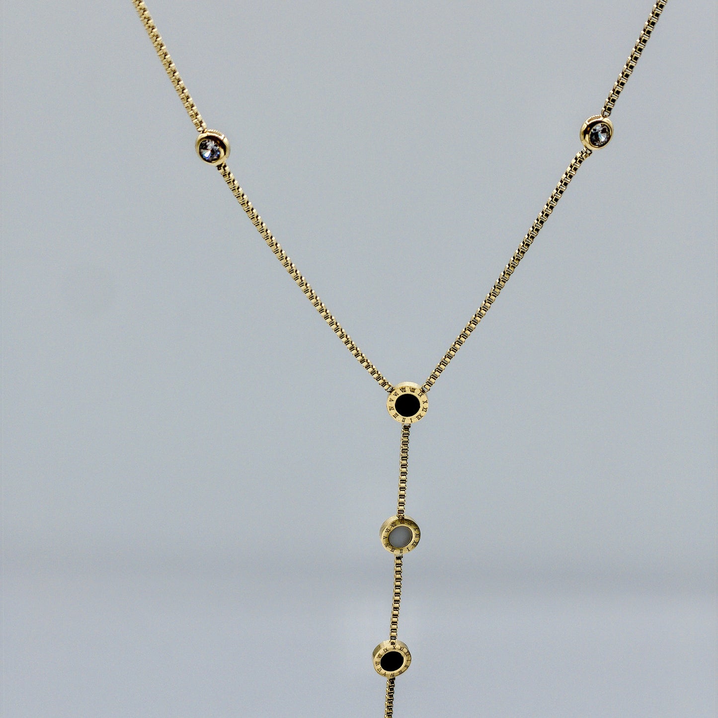 The Empress Roman Numeral Slider Lariat Necklace (Adjustable Tie Style)