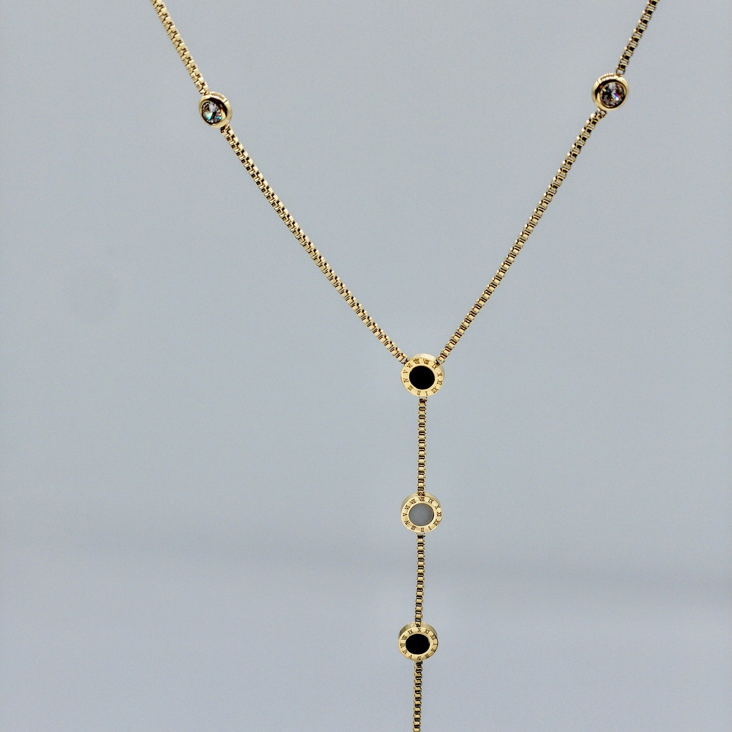 The Empress Roman Numeral Slider Lariat Necklace (Adjustable Tie Style)