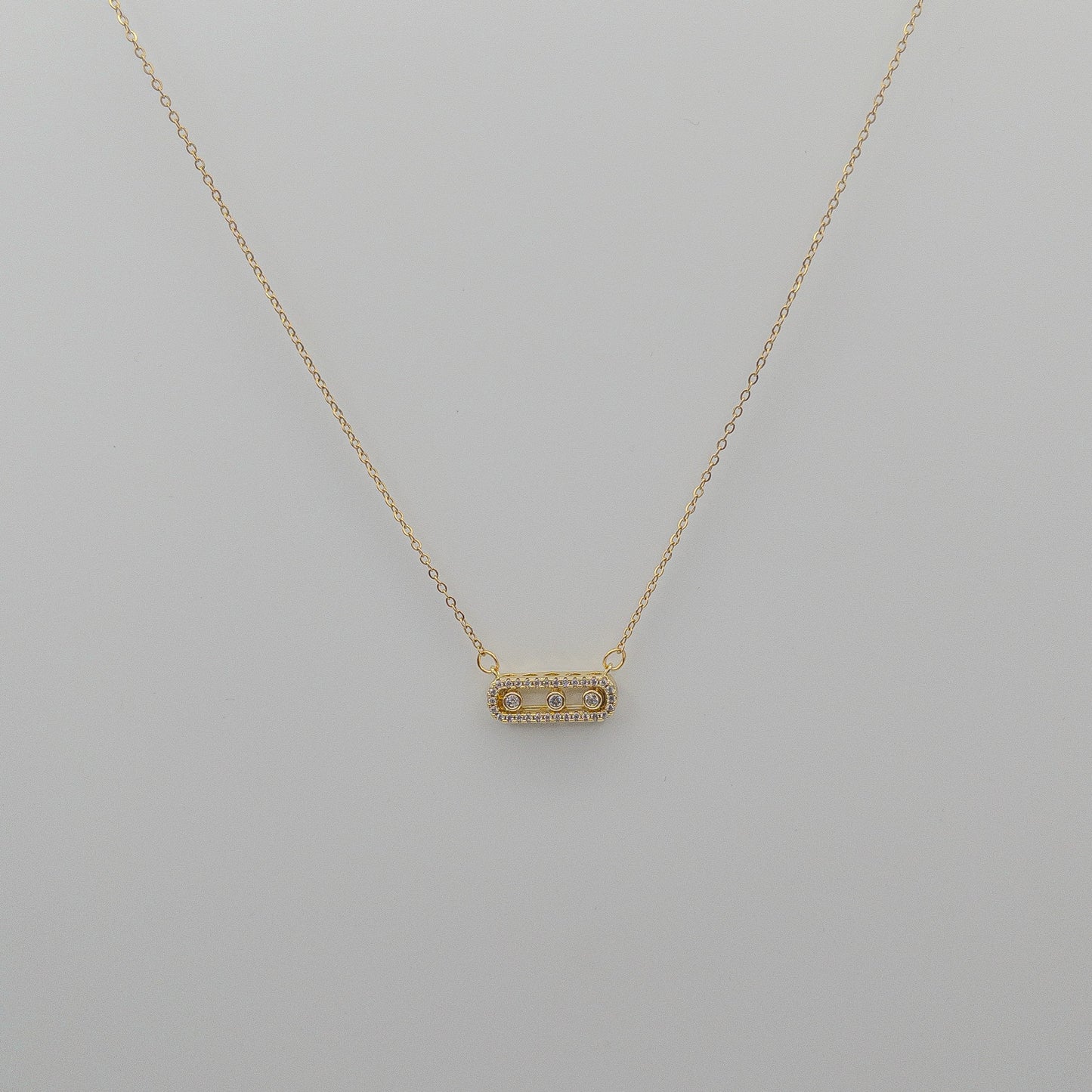 "Moving Crystals" Sliding Bar Necklace (Messika Style)
