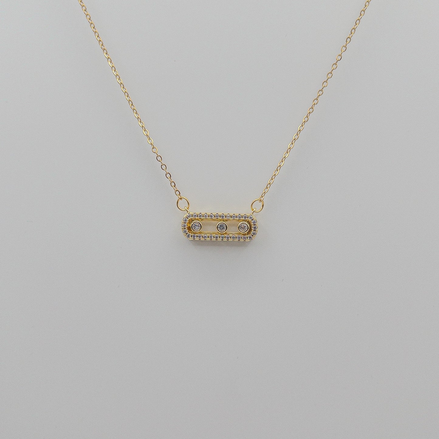 "Moving Crystals" Sliding Bar Necklace (Messika Style)