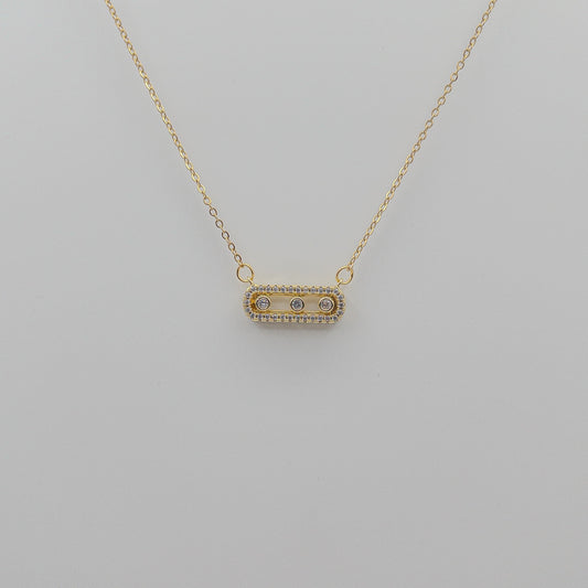 "Moving Crystals" Sliding Bar Necklace (Messika Style)