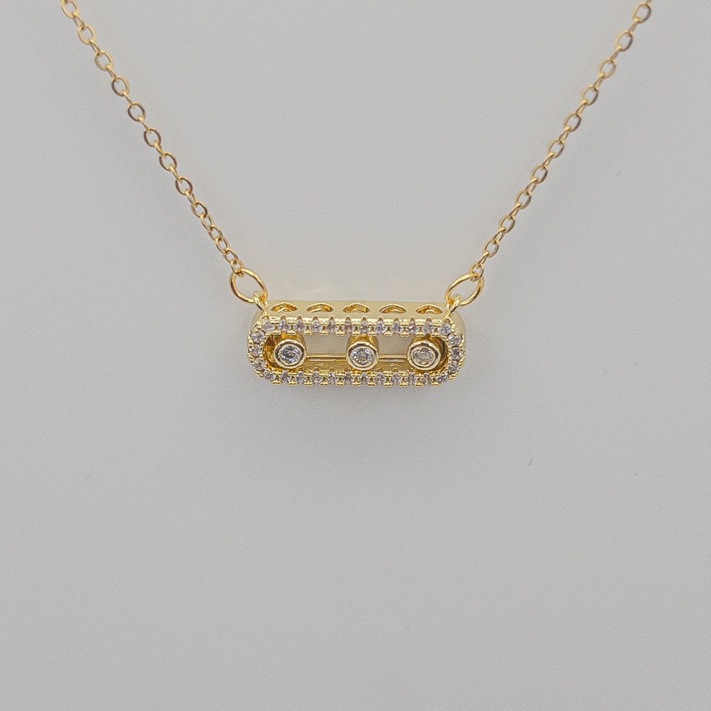 "Moving Crystals" Sliding Bar Necklace (Messika Style)
