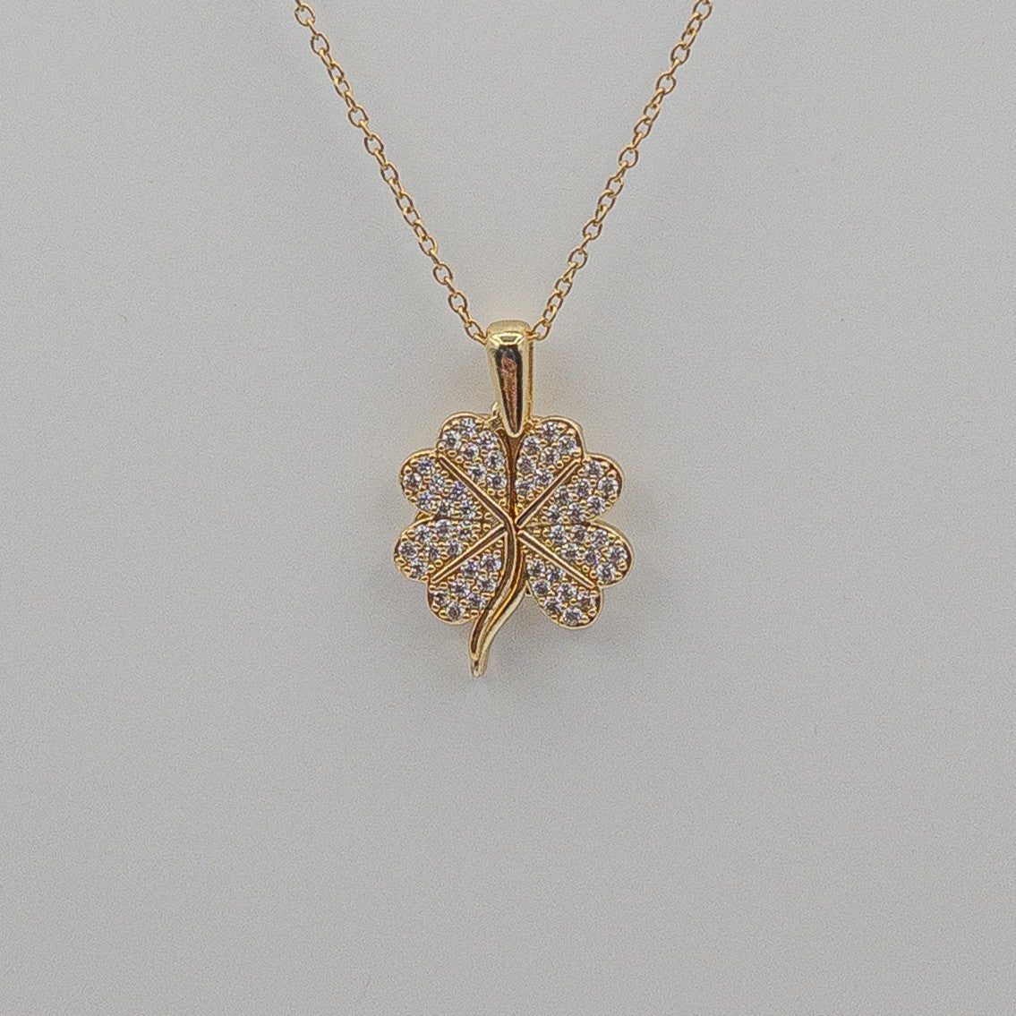 Lucky Clover Pave Zircon Necklace (Anti Tarnish)