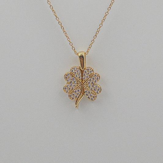 Lucky Clover Pave Zircon Necklace (Anti Tarnish)