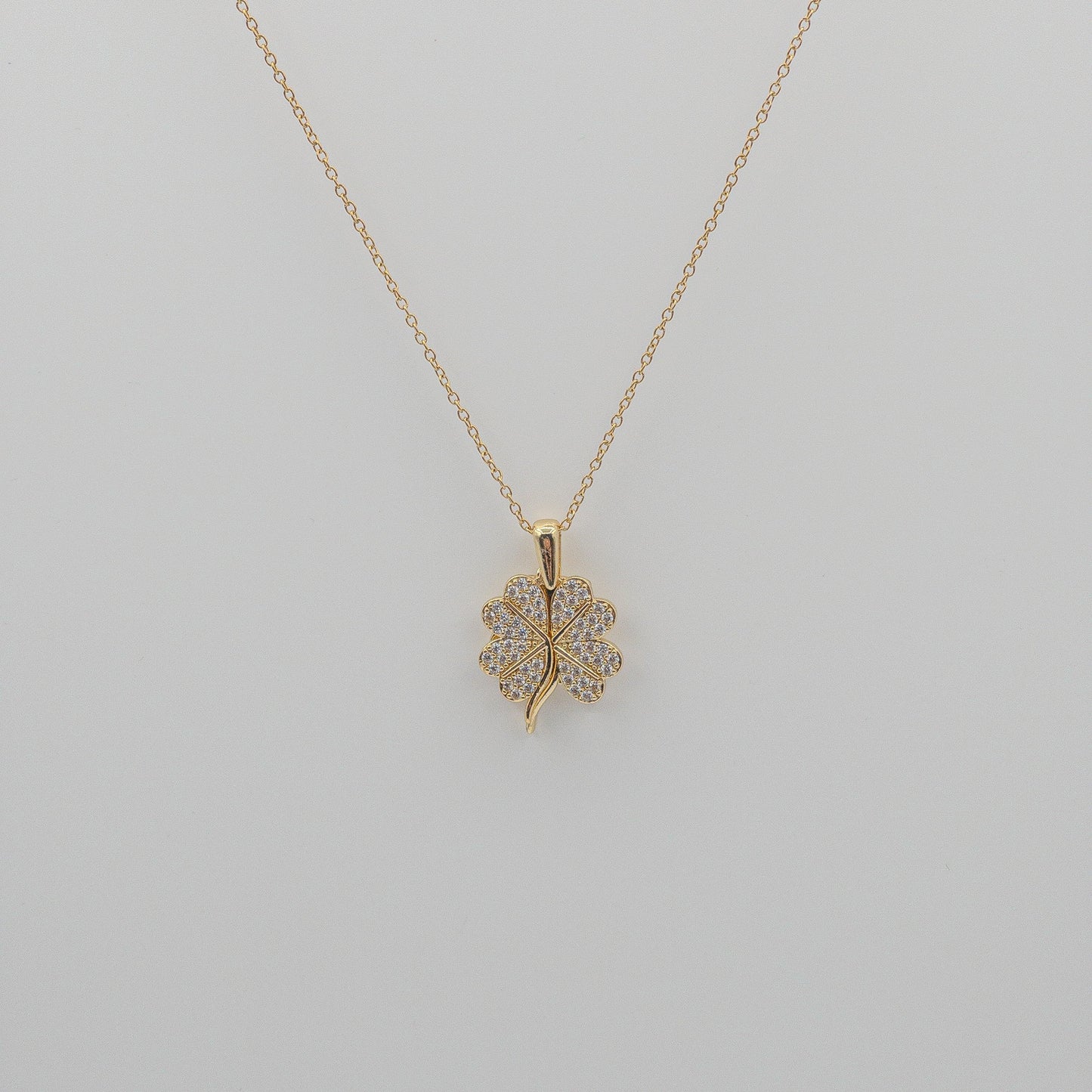 Lucky Clover Pave Zircon Necklace (Anti Tarnish)