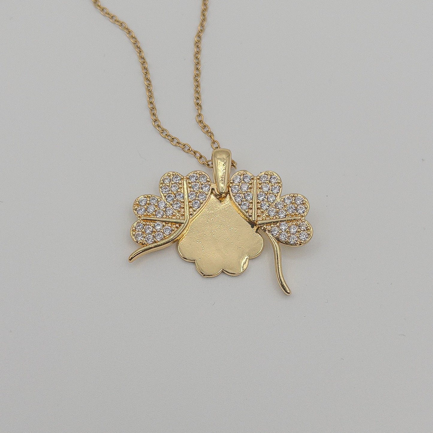 Lucky Clover Pave Zircon Necklace (Anti Tarnish)