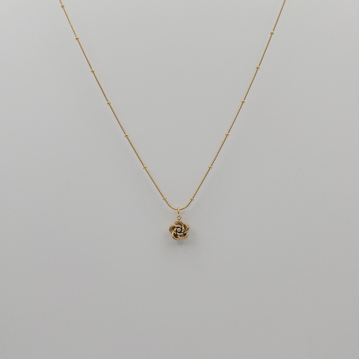 "Golden Rose" Beaded Snake Chain Necklace (Anti-Tarnish)