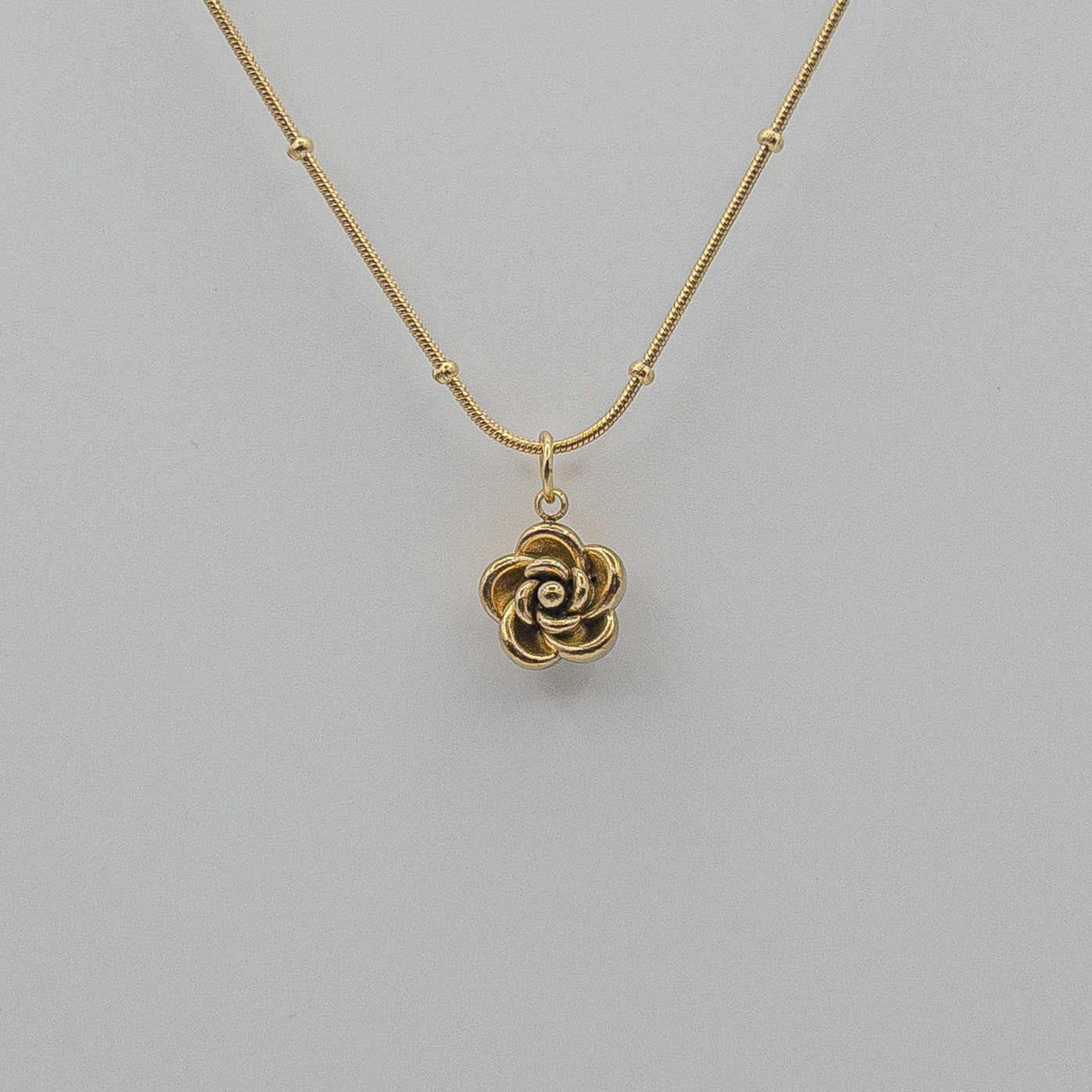 "Golden Rose" Beaded Snake Chain Necklace (Anti-Tarnish)
