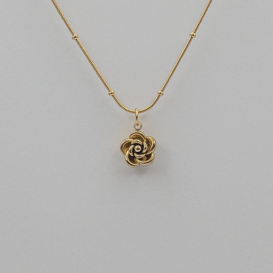 "Golden Rose" Beaded Snake Chain Necklace (Anti-Tarnish)