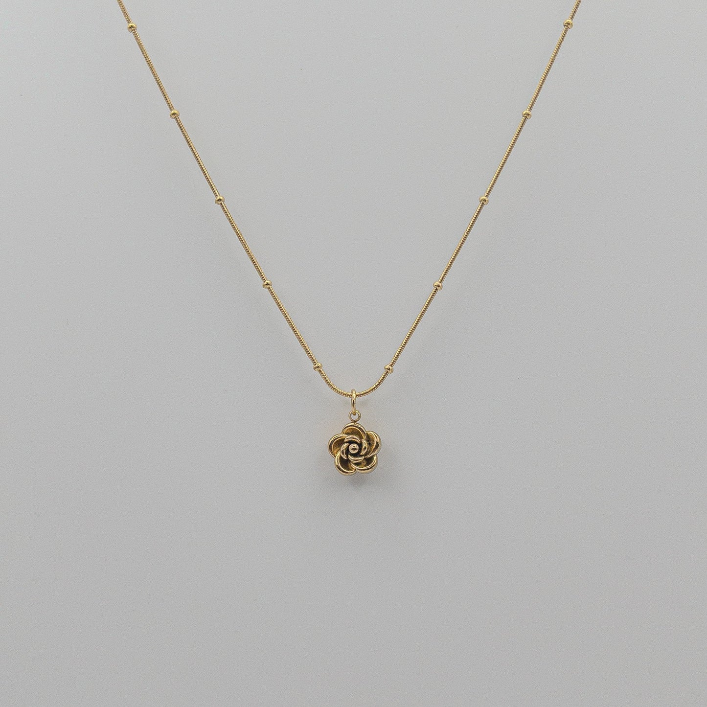 "Golden Rose" Beaded Snake Chain Necklace (Anti-Tarnish)