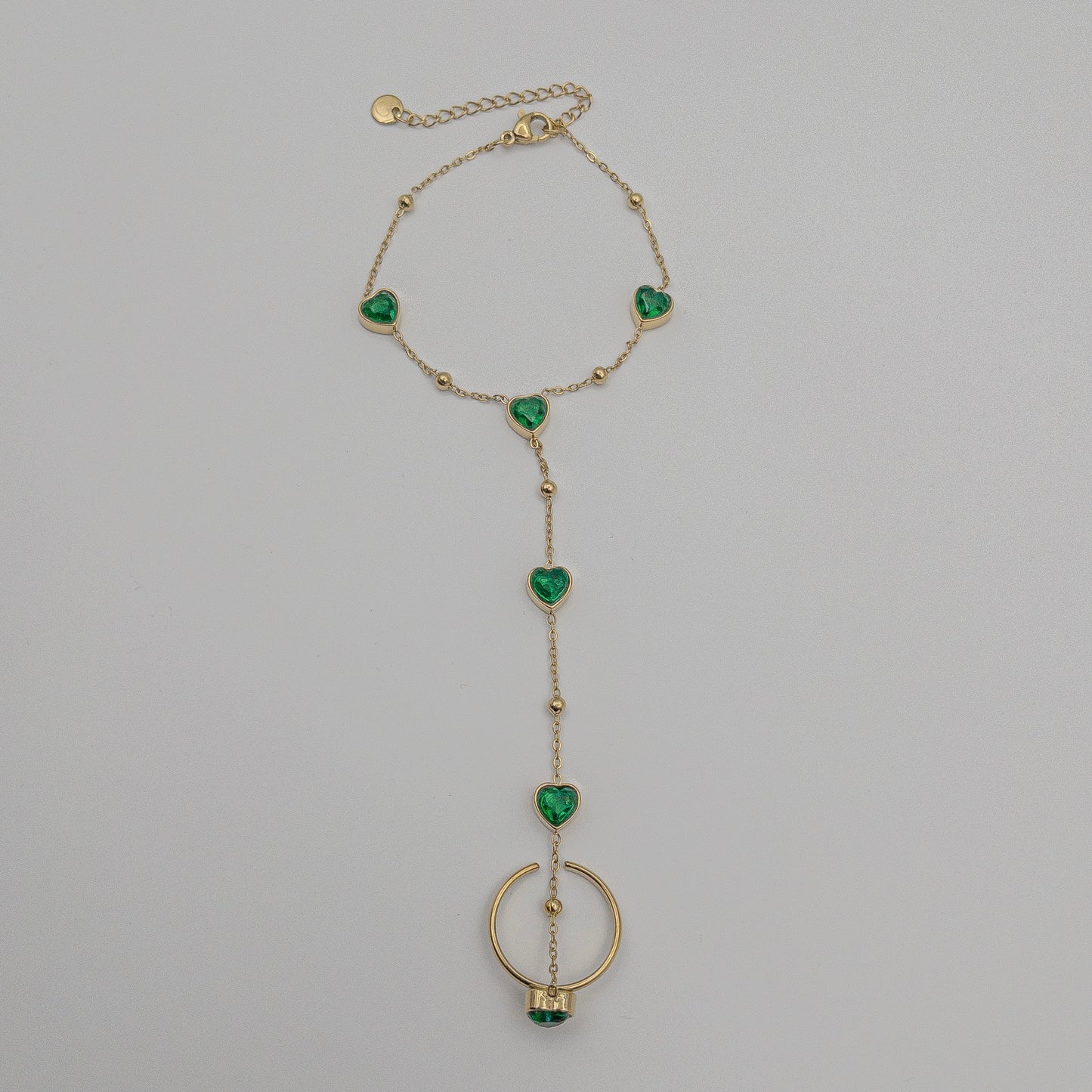 The Emerald Heart Hand Chain Bracelet (Modern Hath Phool)