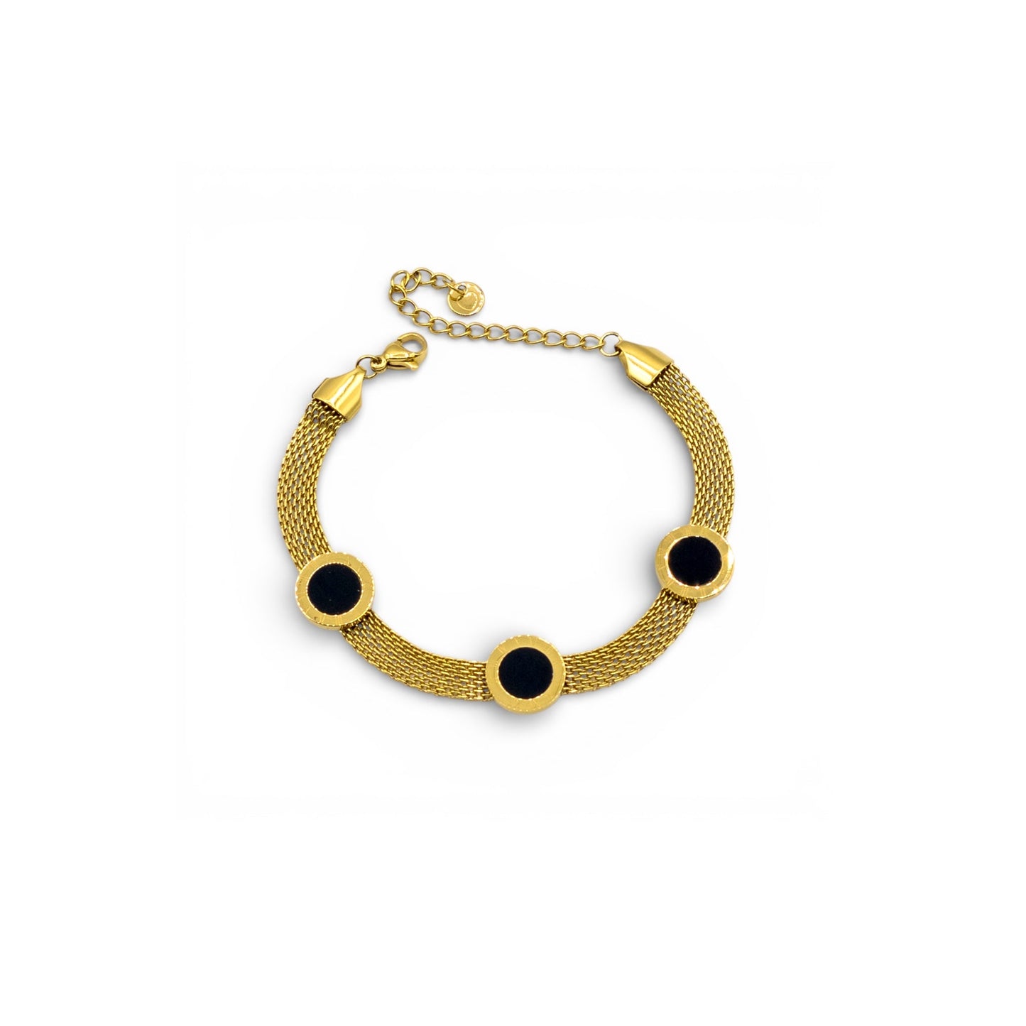 The Empress Roman Numeral Mesh Bracelet (Black & Gold)