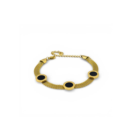 The Empress Roman Numeral Mesh Bracelet (Black & Gold)