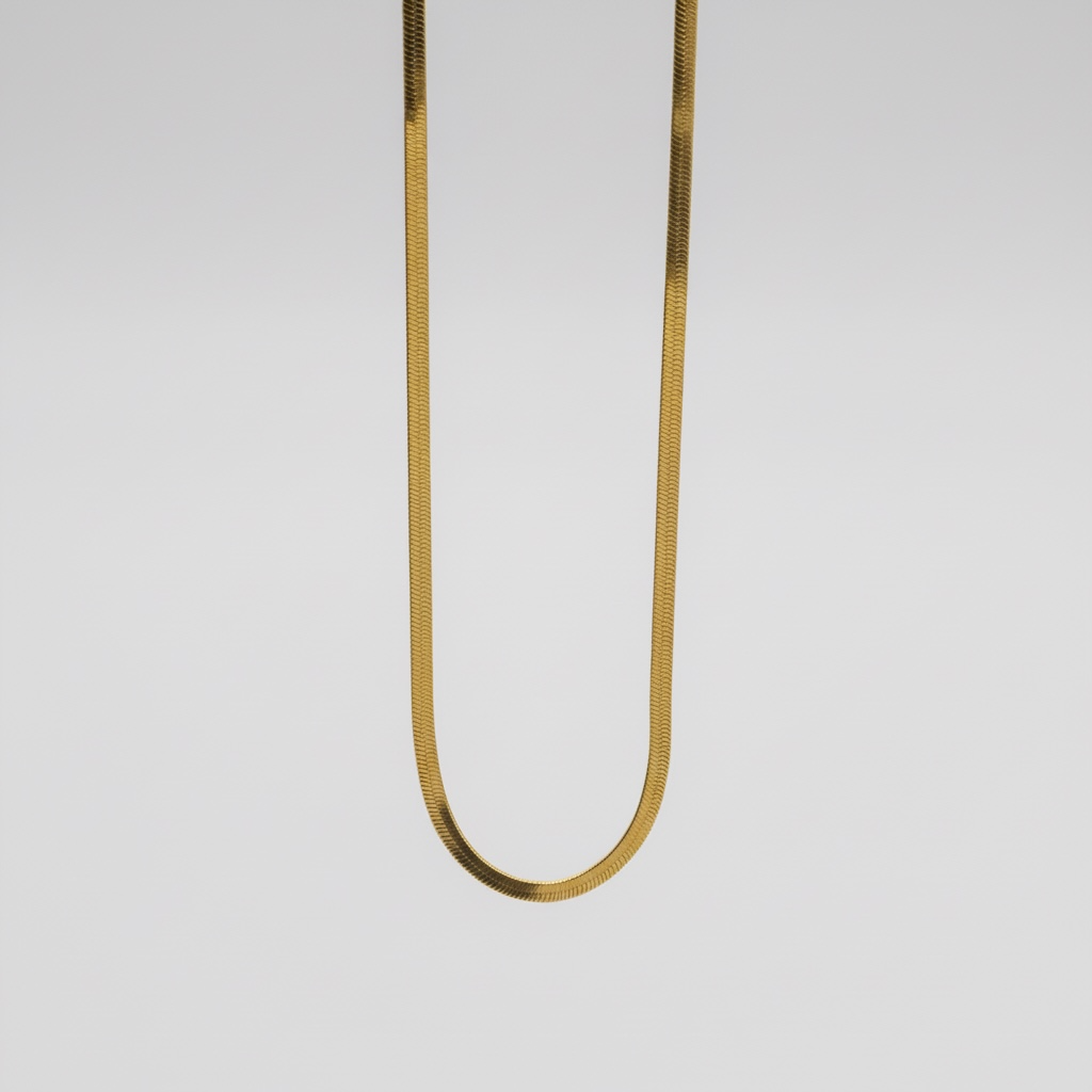 The "Liquid Gold" Flat Snake Chain Necklace (Herringbone)