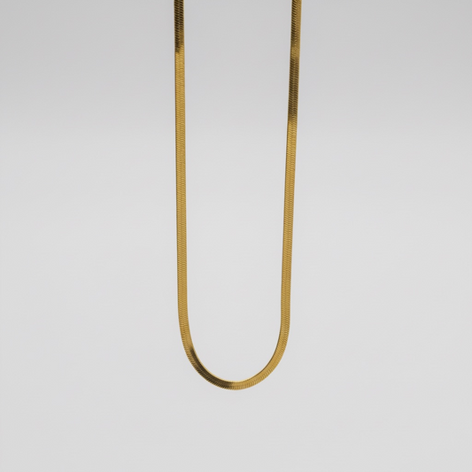 The "Liquid Gold" Flat Snake Chain Necklace (Herringbone)