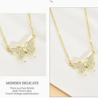 "Vintage Sparkle" Pave Crystal Butterfly Necklac